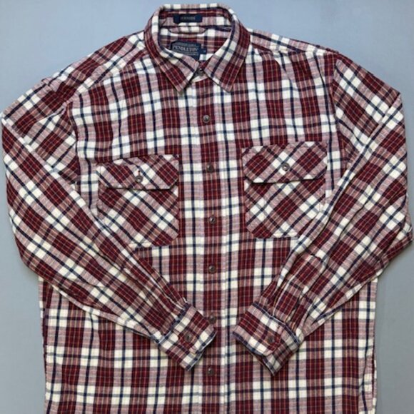 Pendleton Shirt Mens M Burnside Double Brushed Cotton Flannel Plaid Outdoor - Picture 1 of 6